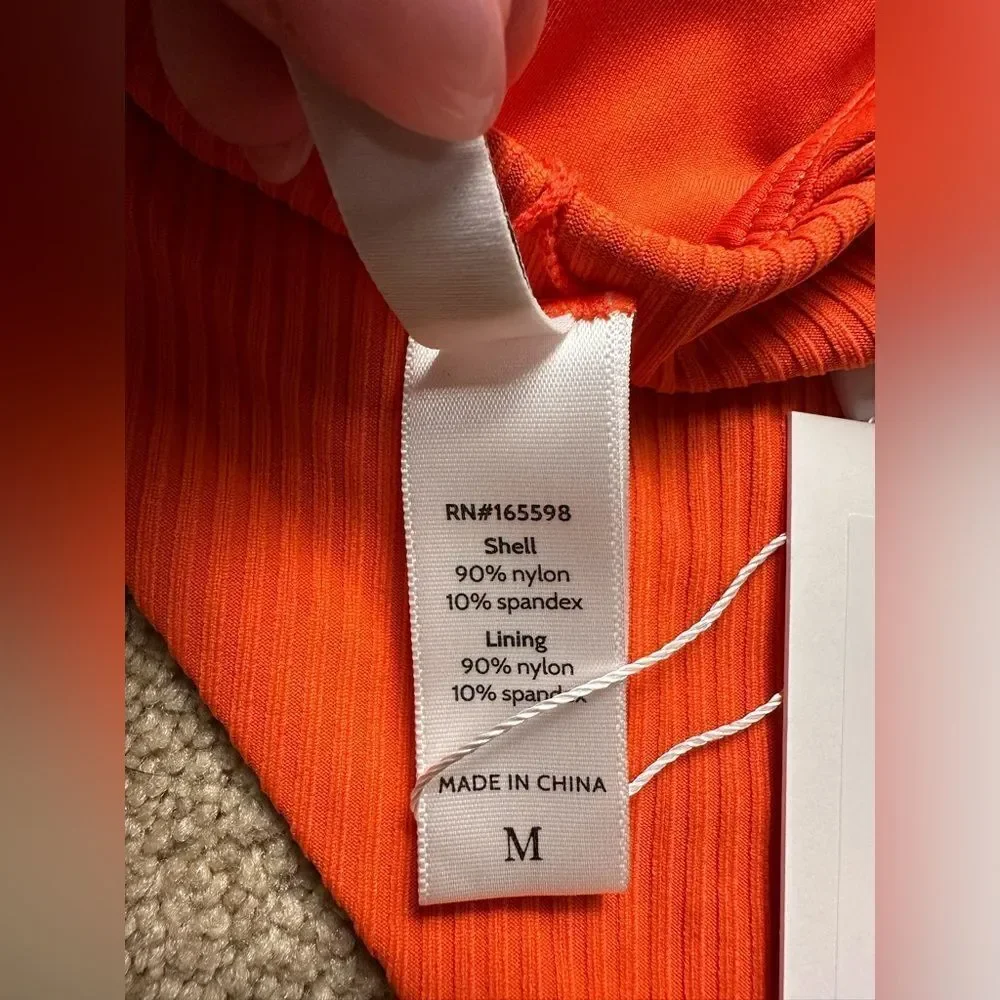 NWT Andie Swim - The Asbury Ribbed One-Piece - Siren Orange - Medium